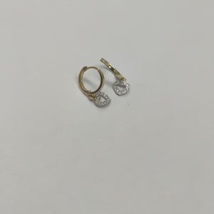 ARETES HUGGIES CON DIJE CORAZON Y CIRCONIAS 14K 2.2 GR (NUEVO)