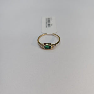 ANILLOS TEJIDO ANILLITO C CIRCONIAS Y PIEDRA VERDE 14K 7 1.1 GR (NUEVO)