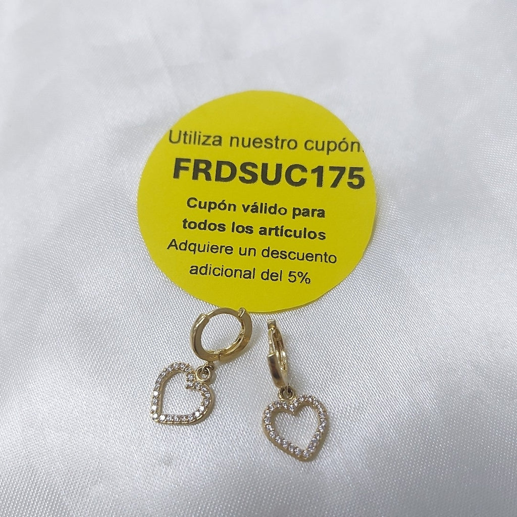 ARETES FIG CORAZON C CIRCONIAS 10K 2.6 GR (NUEVO)