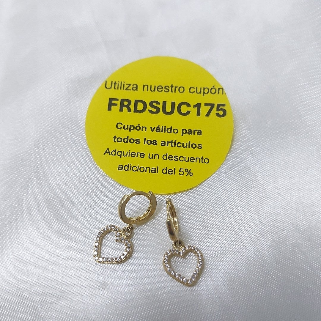 ARETES FIG CORAZON C CIRCONIAS 10K 2.6 GR (NUEVO)