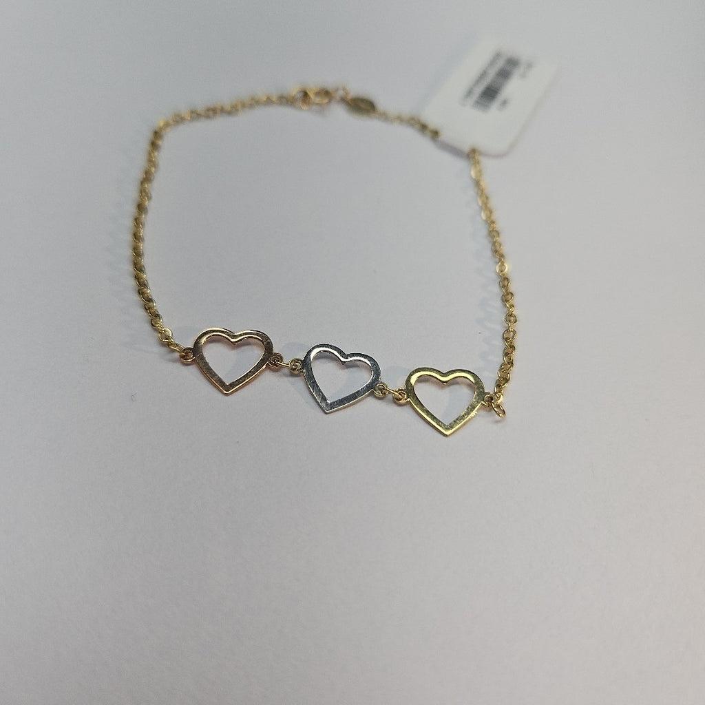 PULSERA ESPECIAL CON CORAZONES 14K 18 CM 1.4 GR (NUEVO)