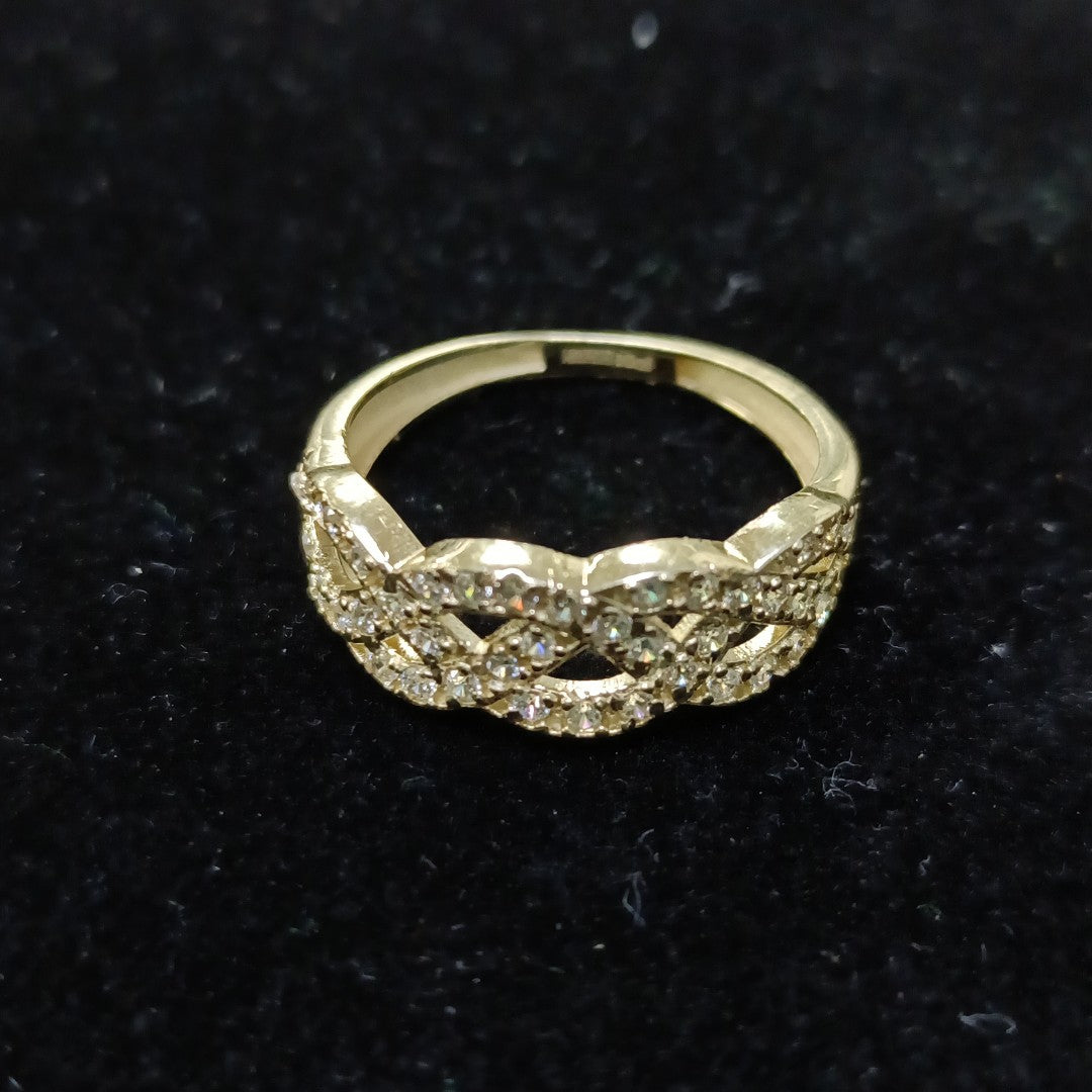 ANILLOS TRENZADO CON CIRCONIAS 14K TALLA 7 2.3 GR (NUEVO)