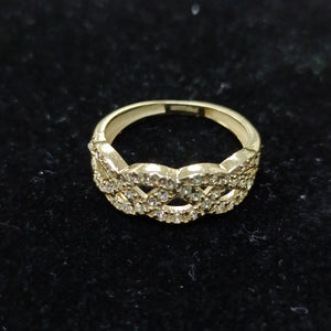 ANILLOS TRENZADO CON CIRCONIAS 14K TALLA 7 2.3 GR (NUEVO)