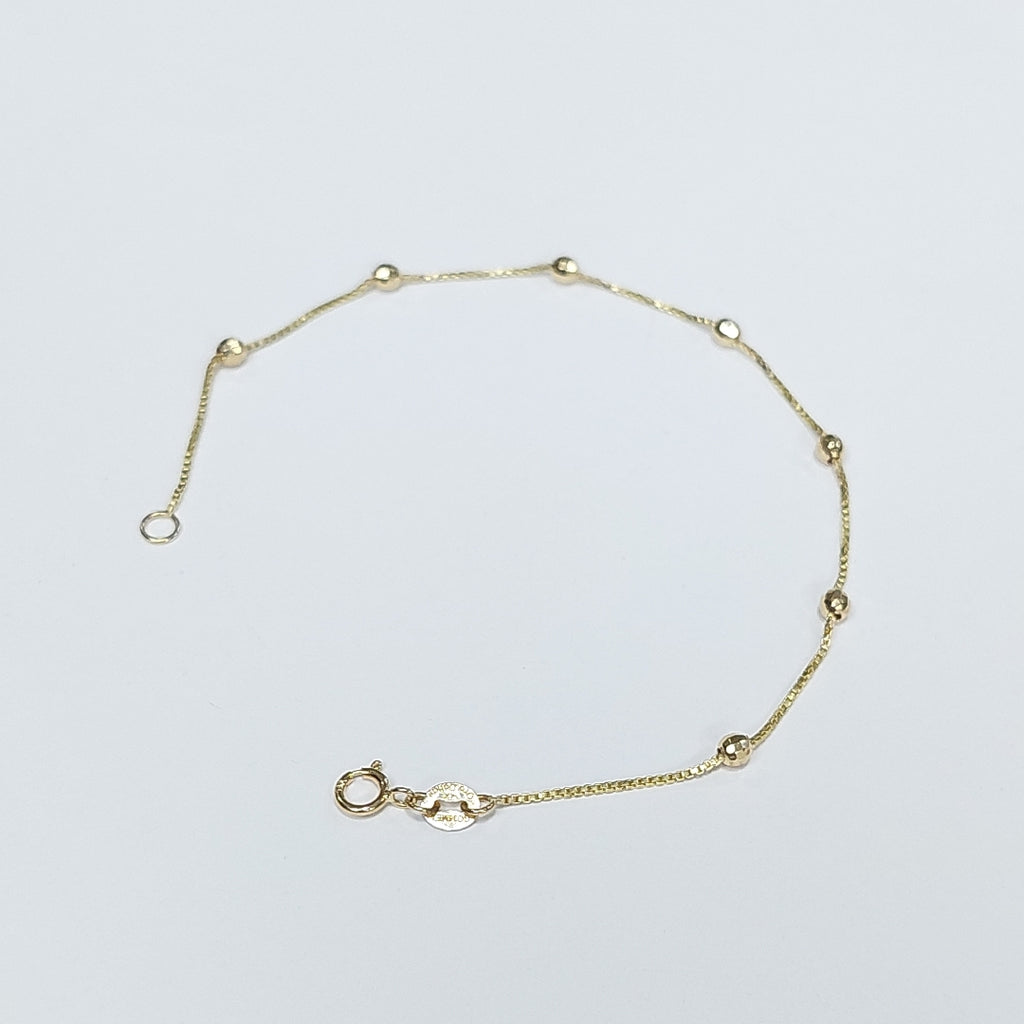 PULSERA ESPECIAL CON BOLITAS 14K 18 CM 1.4 GR (NUEVO)