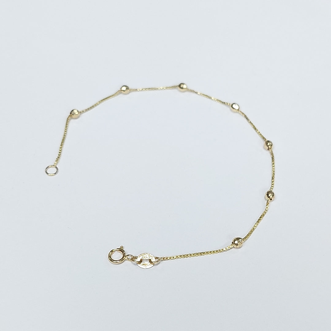 PULSERA ESPECIAL CON BOLITAS 14K 18 CM 1.4 GR (NUEVO)