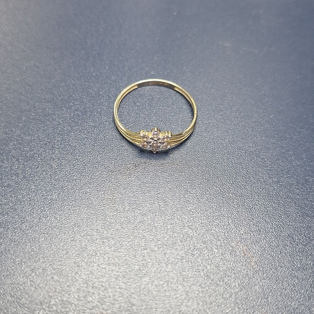 ANILLO ANILLITO FLOR C CIRCONIAS 14K 9 TALLA 1.4 GR (NUEVO)