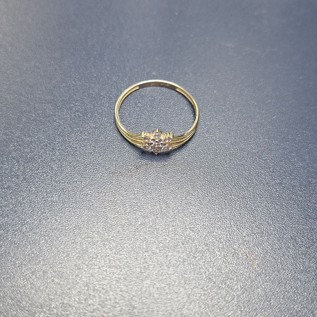 ANILLO ANILLITO FLOR C CIRCONIAS 14K 9 TALLA 1.4 GR (NUEVO)