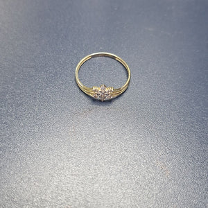 ANILLO ANILLITO FLOR C CIRCONIAS 14K 9 TALLA 1.4 GR (NUEVO)