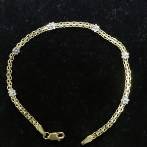 PULSERA ESPECIAL C FLORES 14K 18 CM 3 GR (NUEVO)