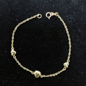 PULSERA TEJIDO ESPECIAL CON CORAZONES 14K 18 CM 1.6 GR (NUEVO)