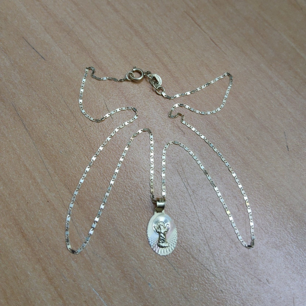 CADENA,MEDALLA RELIGIOSA ORO 10 K 1,10 GRMS (SEMINUEVO)