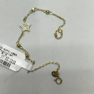 PULSERA ESPECIAL CON ESTRELLA Y CIRCONIAS 14K 18 CM 1.5 GR (NUEVO)
