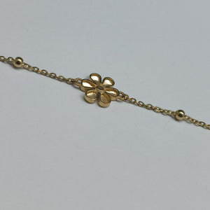 PULSERA TEJIDO ESPECIAL FLOR CON CIRCONIA 14K 18 CM 2.5 GR (NUEVO)