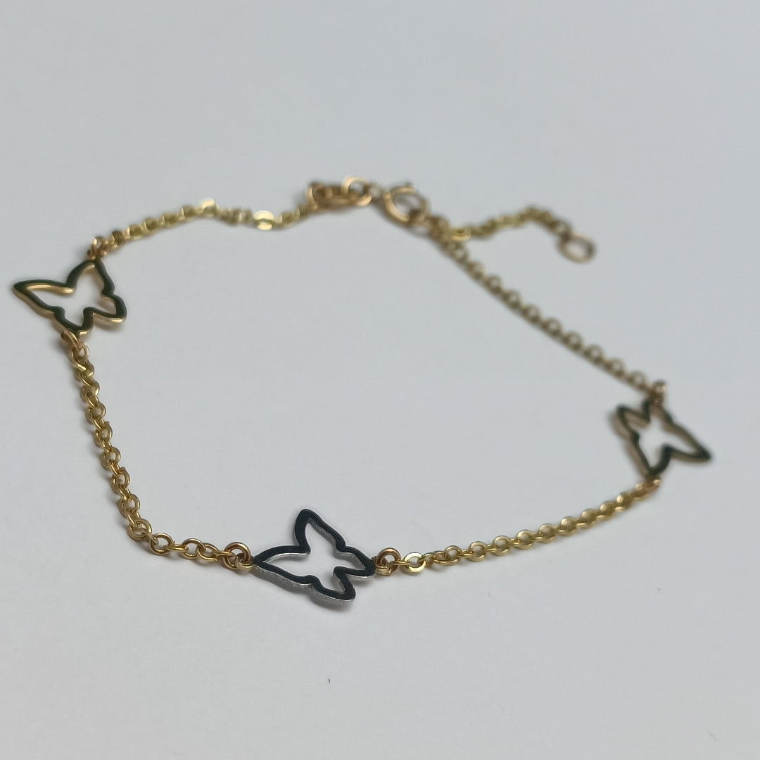 PULSERA ESPECIAL C MARIPOSAS 14K 18 CM 1.7 GR (NUEVO)