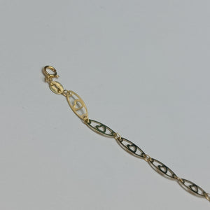 PULSERA TEJIDO ESPECIAL CON CORAZON 14K 18 CM 1.4 GR (NUEVO)