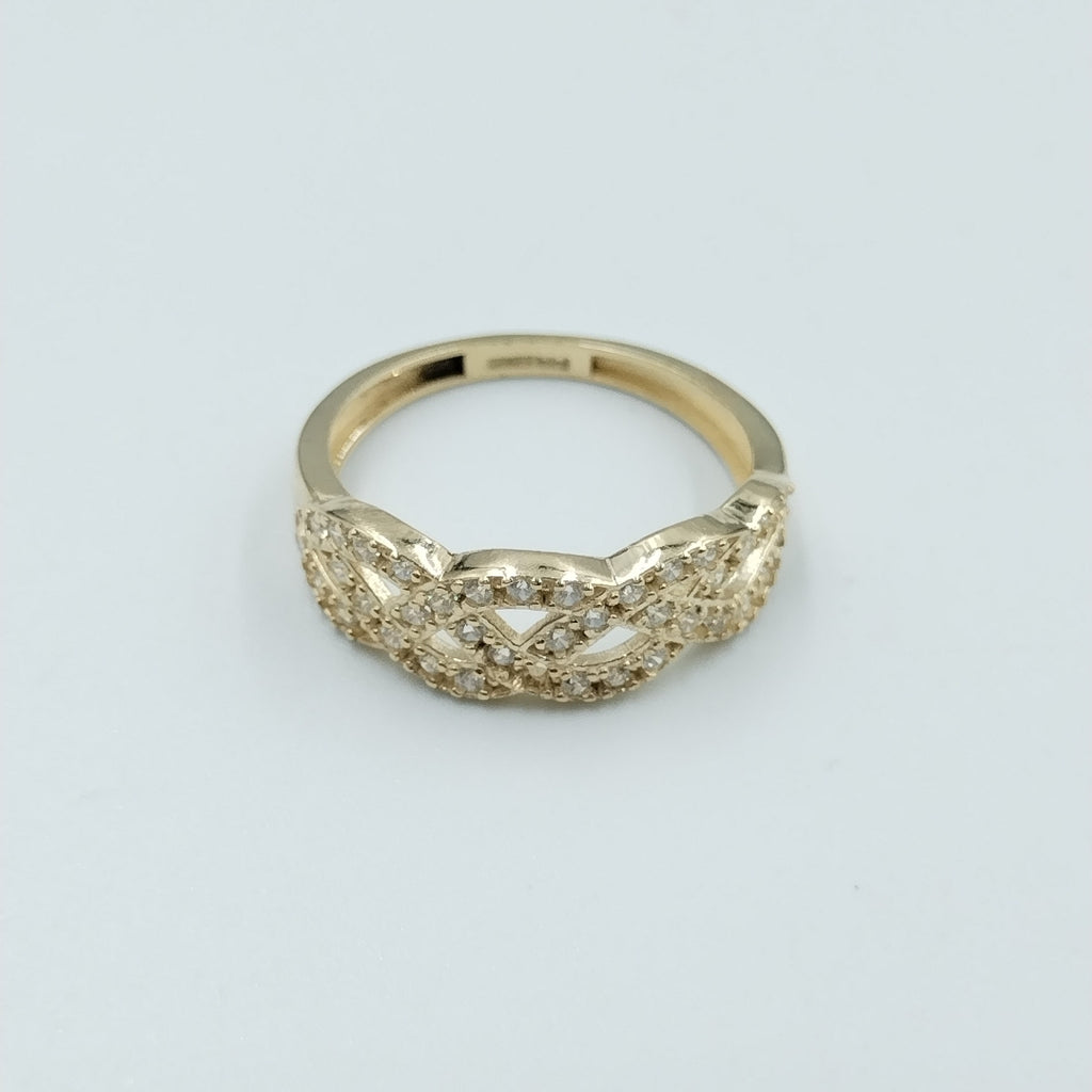 ANILLOS TRENZADO CON CIRCONIAS 14K TALLA 7 2.4 GR (NUEVO)