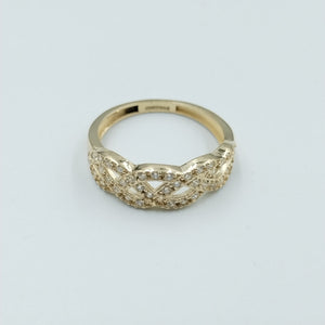 ANILLOS TRENZADO CON CIRCONIAS 14K TALLA 7 2.4 GR (NUEVO)