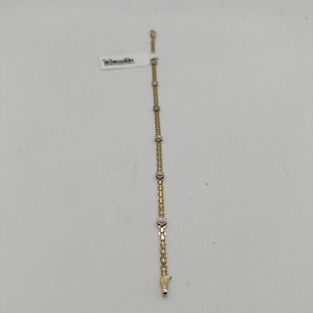 PULSERA ESPECIAL C FLORES 14K 18 CM 2.9 GR (NUEVO)