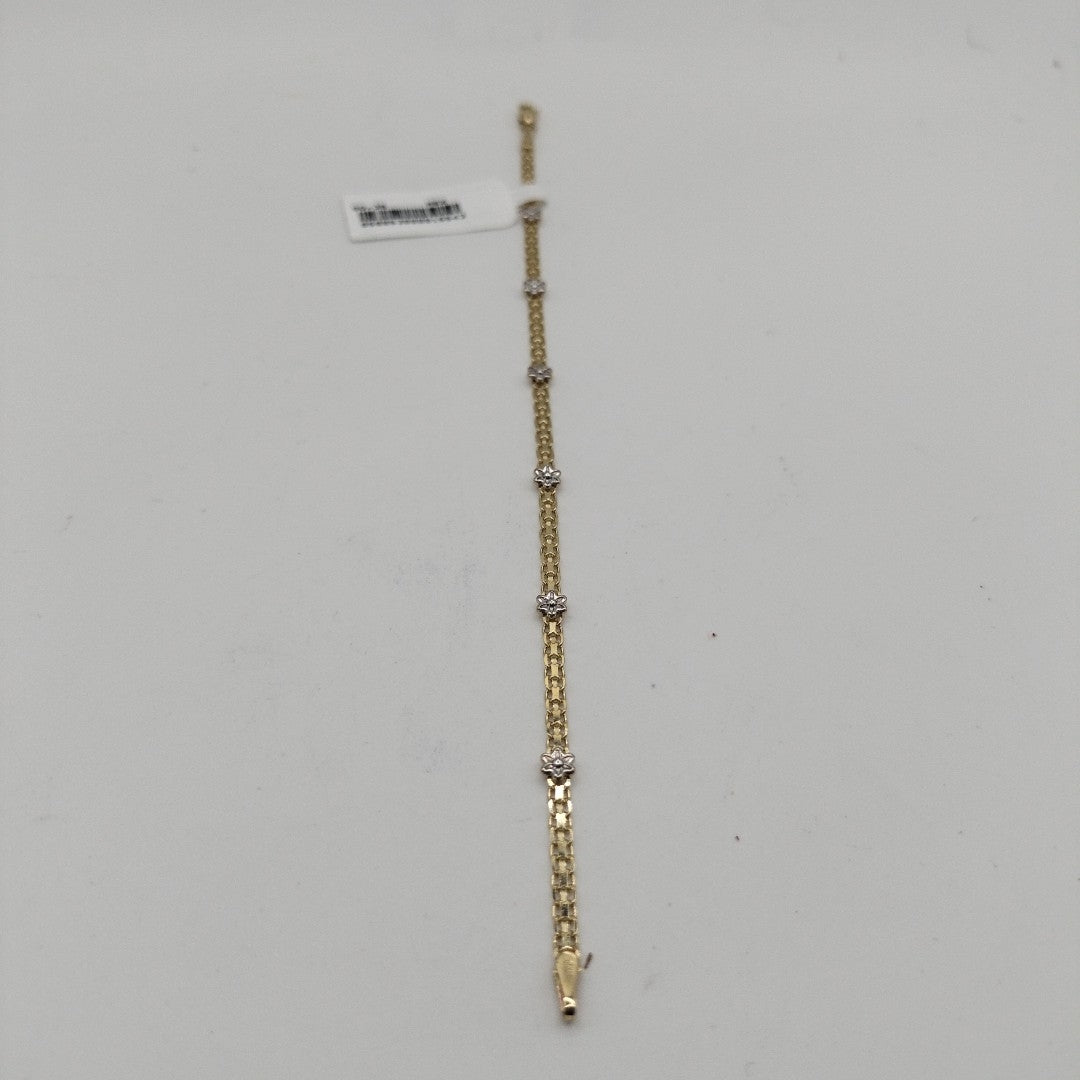 PULSERA ESPECIAL C FLORES 14K 18 CM 2.9 GR (NUEVO)