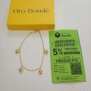PULSERA ESP CON FIG CORAZONES 14K 18 CM 1.8 GR (NUEVO)
