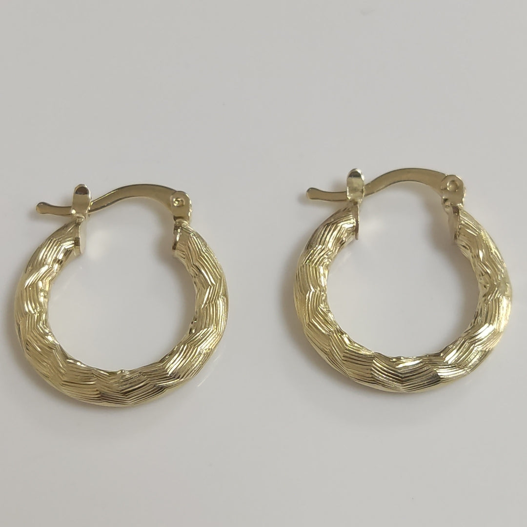 ARETES TEJIDO ARRACADAS ASTRIADAS 14K 1.9 GR (NUEVO)