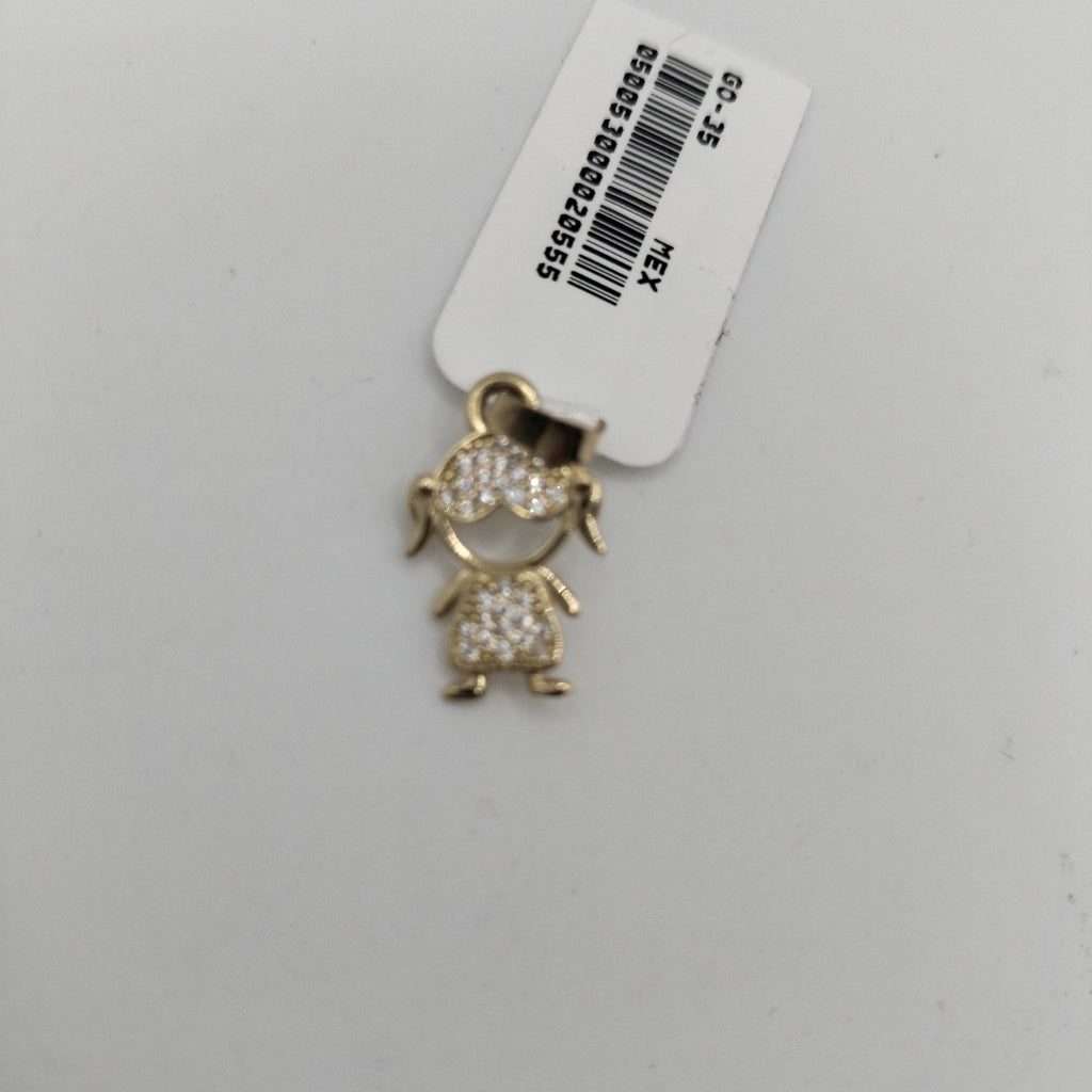 DIJE TEJIDO NIÑA CON CIRCONIAS 14K 0.9 GR (NUEVO)
