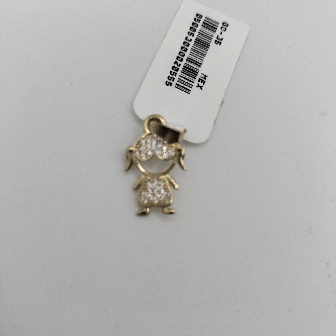 DIJE TEJIDO NIÑA CON CIRCONIAS 14K 0.9 GR (NUEVO)