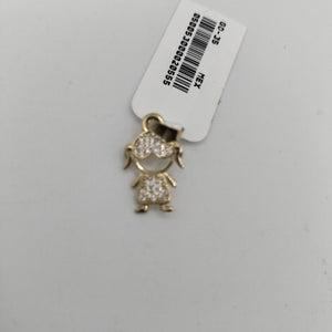 DIJE TEJIDO NIÑA CON CIRCONIAS 14K 0.9 GR (NUEVO)