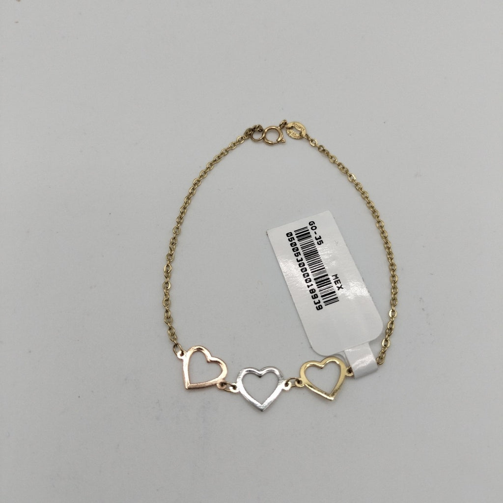 PULSERA ESPECIAL CON CORAZONES 14K 18 CM 1.4 GR (NUEVO)