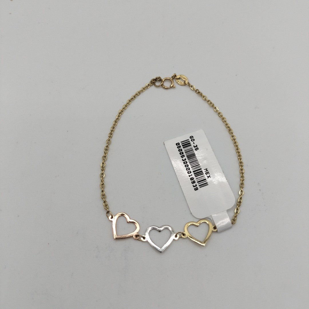 PULSERA ESPECIAL CON CORAZONES 14K 18 CM 1.4 GR (NUEVO)