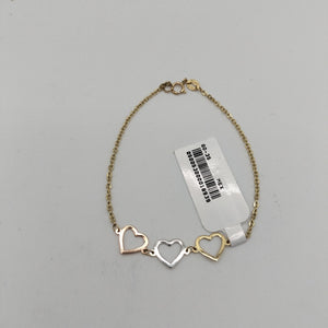 PULSERA ESPECIAL CON CORAZONES 14K 18 CM 1.4 GR (NUEVO)