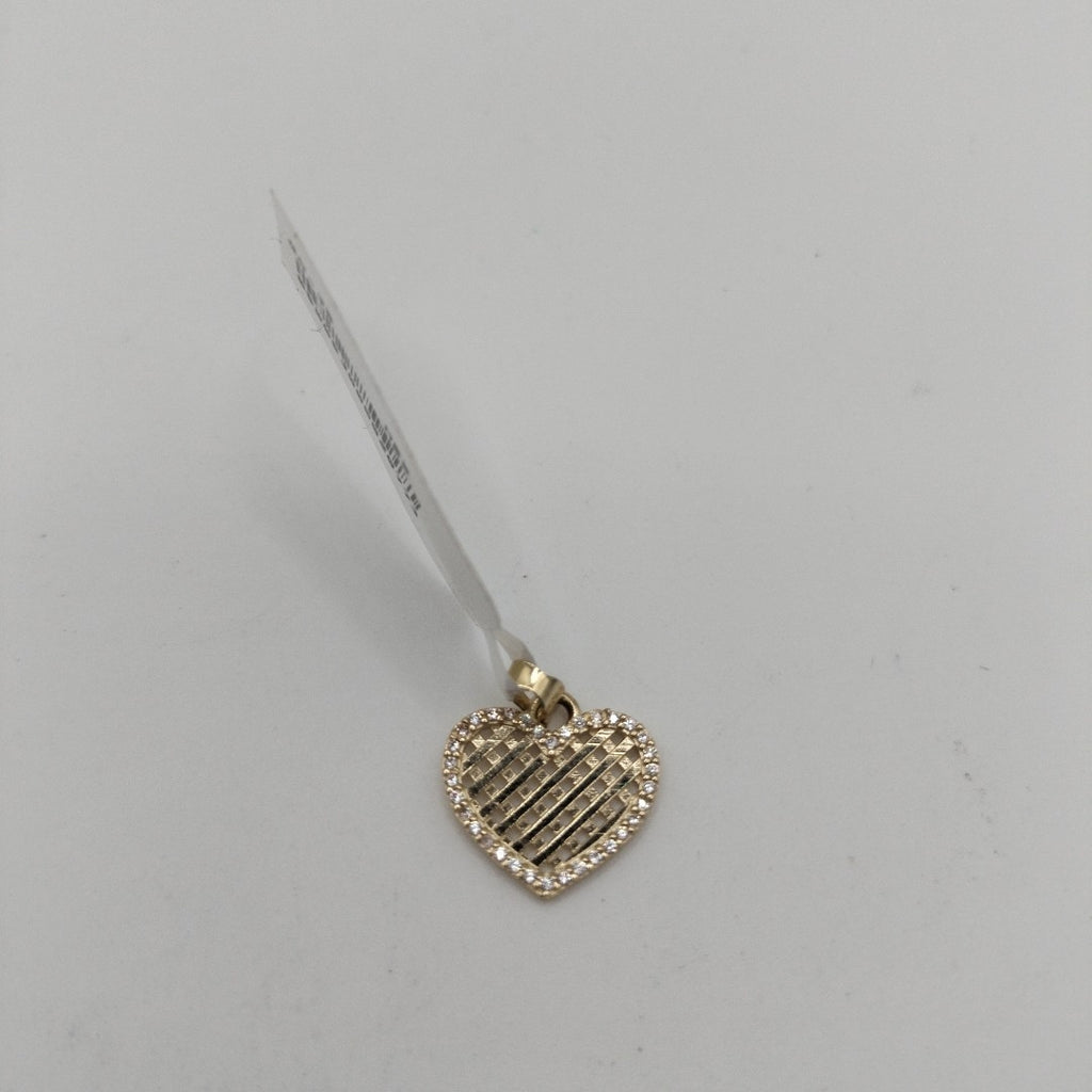 DIJE TEJIDO CORAZON CON CERCO DE CIRCONIAS 14K 1.2 GR (NUEVO)