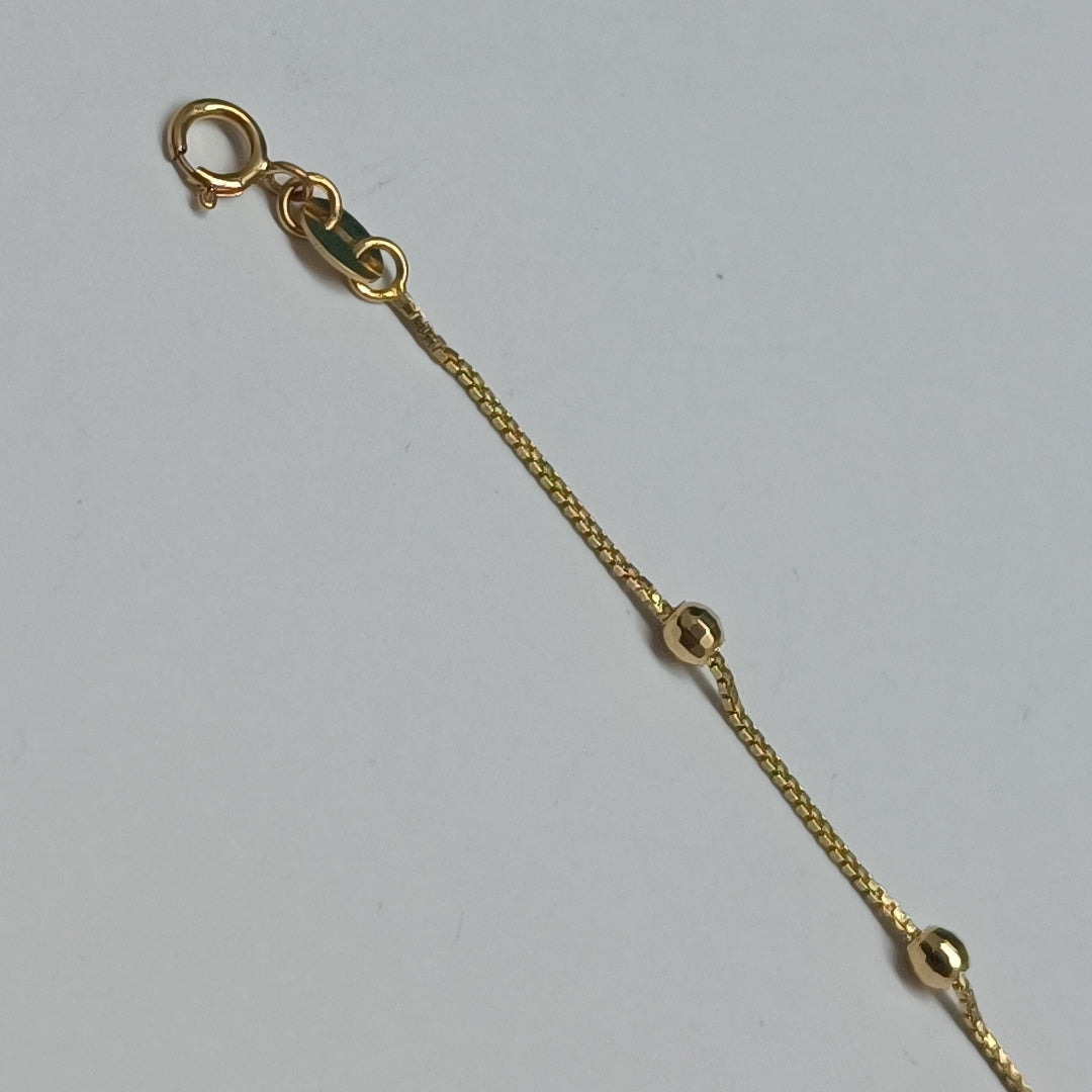 PULSERA ESPECIAL CON BOLITAS 14K 18 CM 1.5 GR (NUEVO)