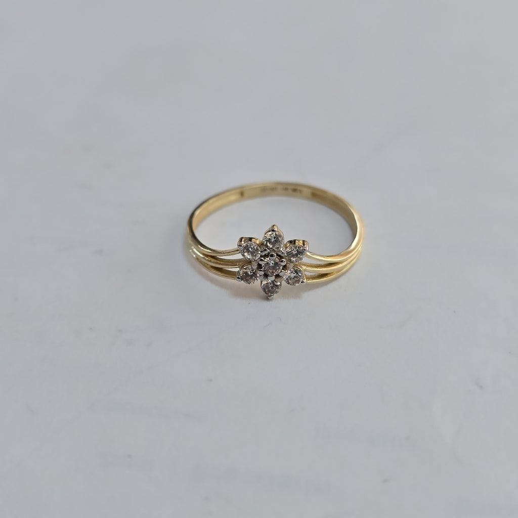 ANILLO ANILLITO FLOR C CIRCONIAS 14K 8 TALLA 1.4 GR (NUEVO)