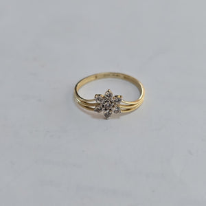 ANILLO ANILLITO FLOR C CIRCONIAS 14K 8 TALLA 1.4 GR (NUEVO)