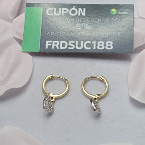 ARETES HUGGIES CON DIJE CORAZON Y CIRCONIAS 14K 2.2 GR (NUEVO)