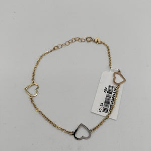 PULSERA ESPECIAL CON CORAZONES CONBINADOS 14K 18 CM 1.7 GR (NUEVO)