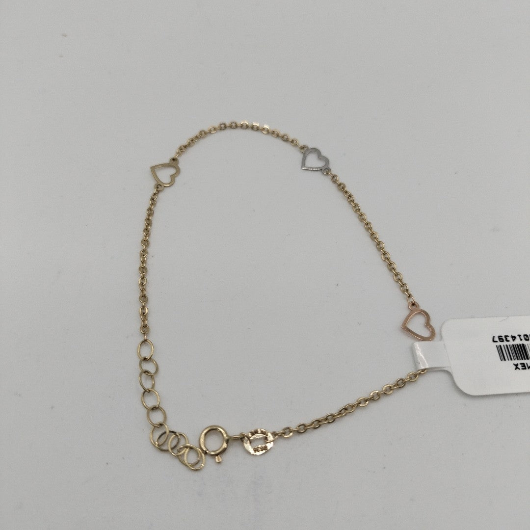 PULSERA ESPECIAL CON CORAZONES 10K 18 CM 1.2 GR (NUEVO)