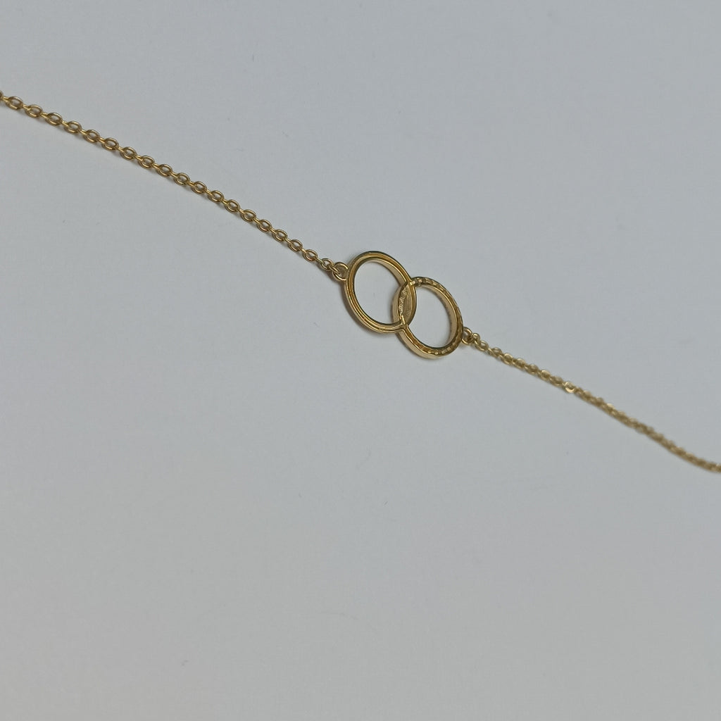 PULSERA TEJIDO ESPECIAL FIG AROS UNIDOS C CIRCS 14K 18 CM 2 GR (NUEVO)
