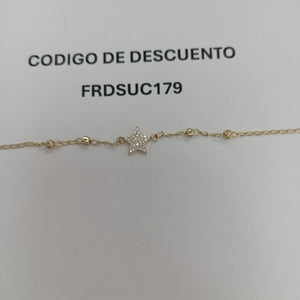 PULSERA ESPECIAL CON ESTRELLA Y CIRCONIAS 14K 18 CM 1.5 GR (NUEVO)