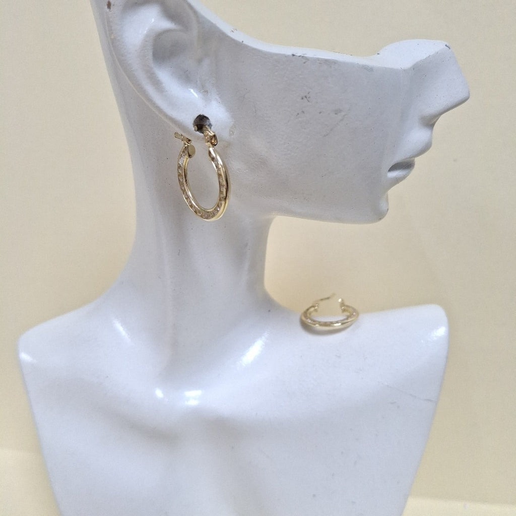 ARETES ARRACADAS CON CIRCONIAS 14K 2.3 GR (NUEVO)