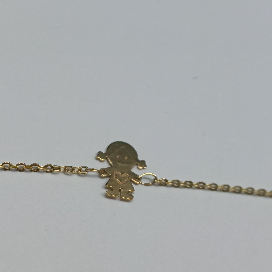 PULSERA ESP CON DIJE DE NIÑA 14K 18 CM 1.4 GR (NUEVO)