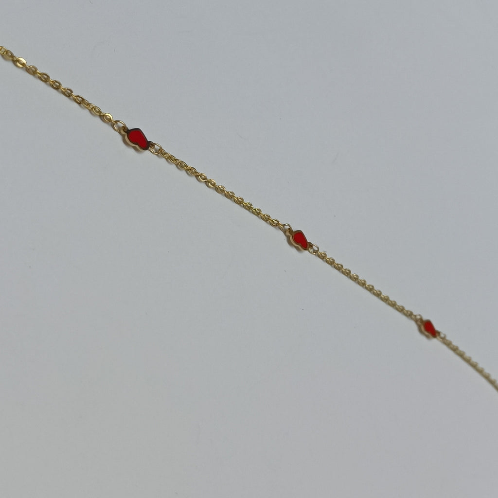 PULSERA ESPECIAL CON CORAZONES 14K 18 CM 1.4 GR (NUEVO)