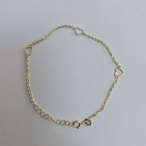 PULSERA ESPECIAL CON CORAZONES 10K 18 CM 1.2 GR (NUEVO)