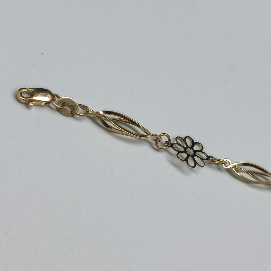 PULSERA ESPECIAL CON FLORES 14K 18 CM 2.6 GR (NUEVO)