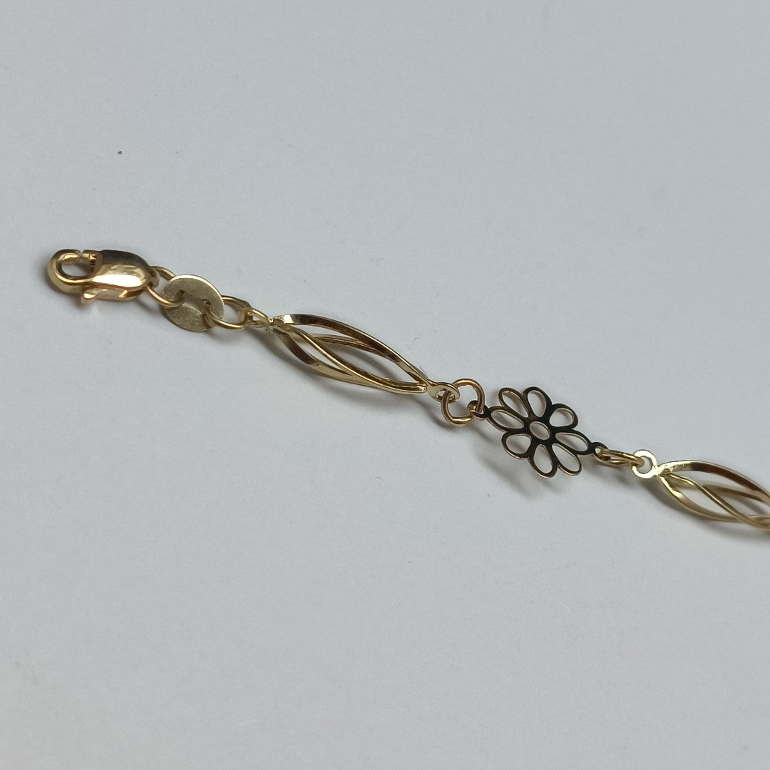PULSERA ESPECIAL CON FLORES 14K 18 CM 2.6 GR (NUEVO)