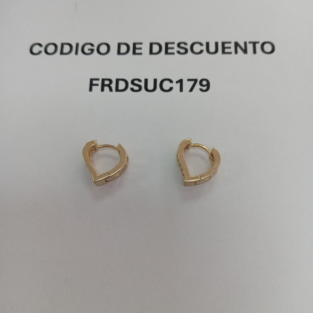 ARETES ARRACADAS CORAZON C CIRCONIAS 14K 2.1 GR (NUEVO)