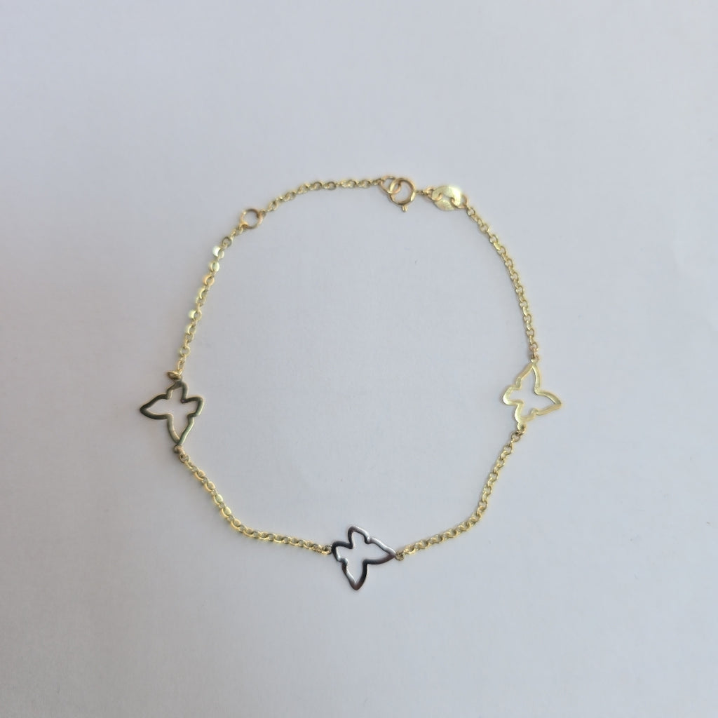 PULSERA ESPECIAL C MARIPOSAS 14K 18 CM 1.7 GR (NUEVO)