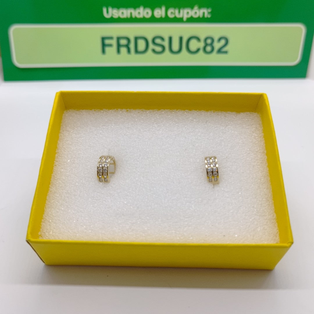 ARETES HUGGIES C CIRCONIAS 14K 1.7 GR (NUEVO)