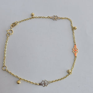PULSERA ESPECIAL CON TREBOL 14K 18 CM 1.8 GR (NUEVO)